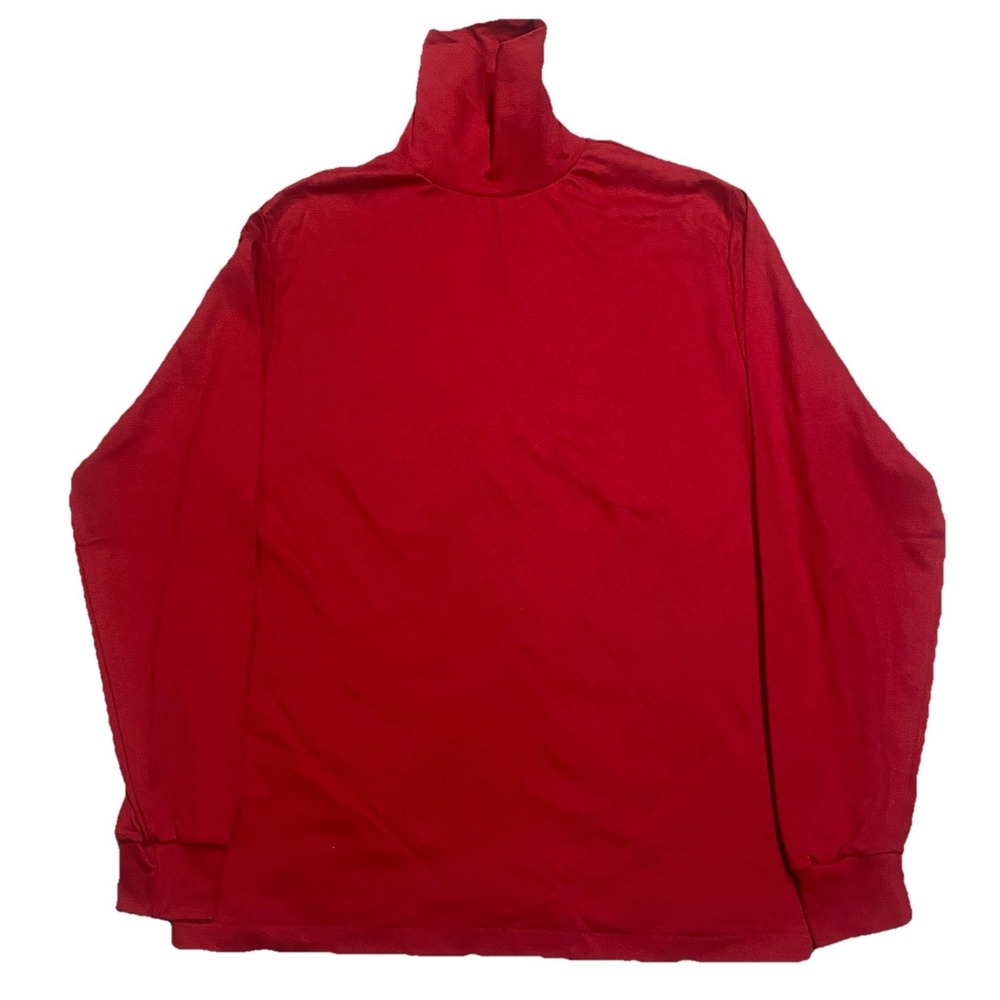 Vintage Eddie Bauer Turtleneck Shirt Mens L Red Cotton USA Made Outdoor NOS